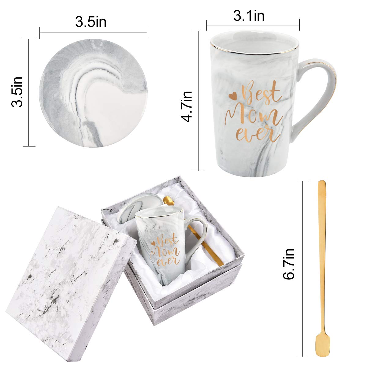 YHRJWN Best Mom Ever mug gray, non-slip base prevents slips
