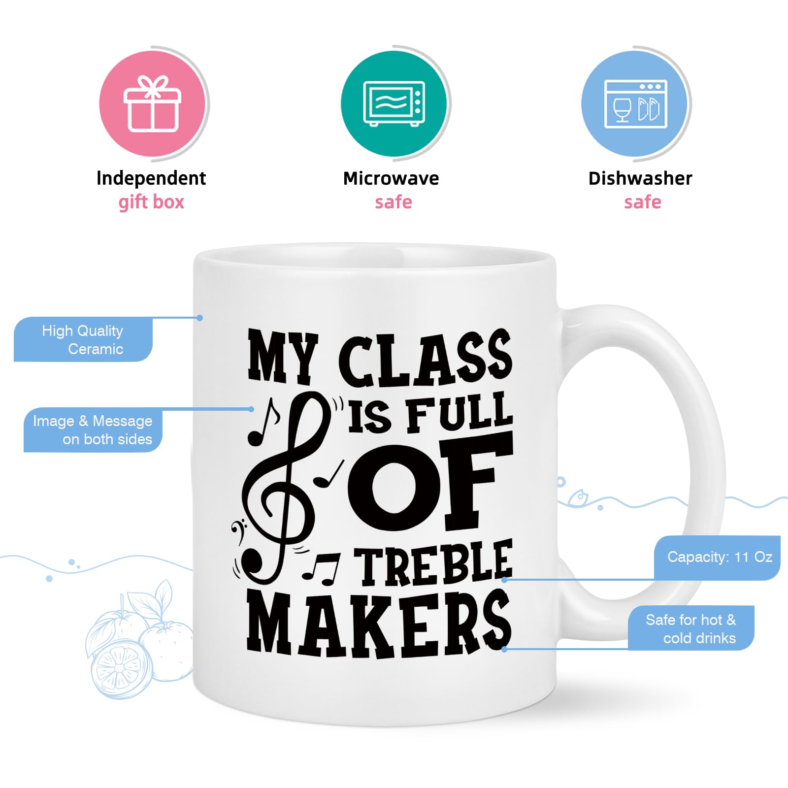 YHRJWN Treble Makers mug dishwasher-safe icon for easy cleaning