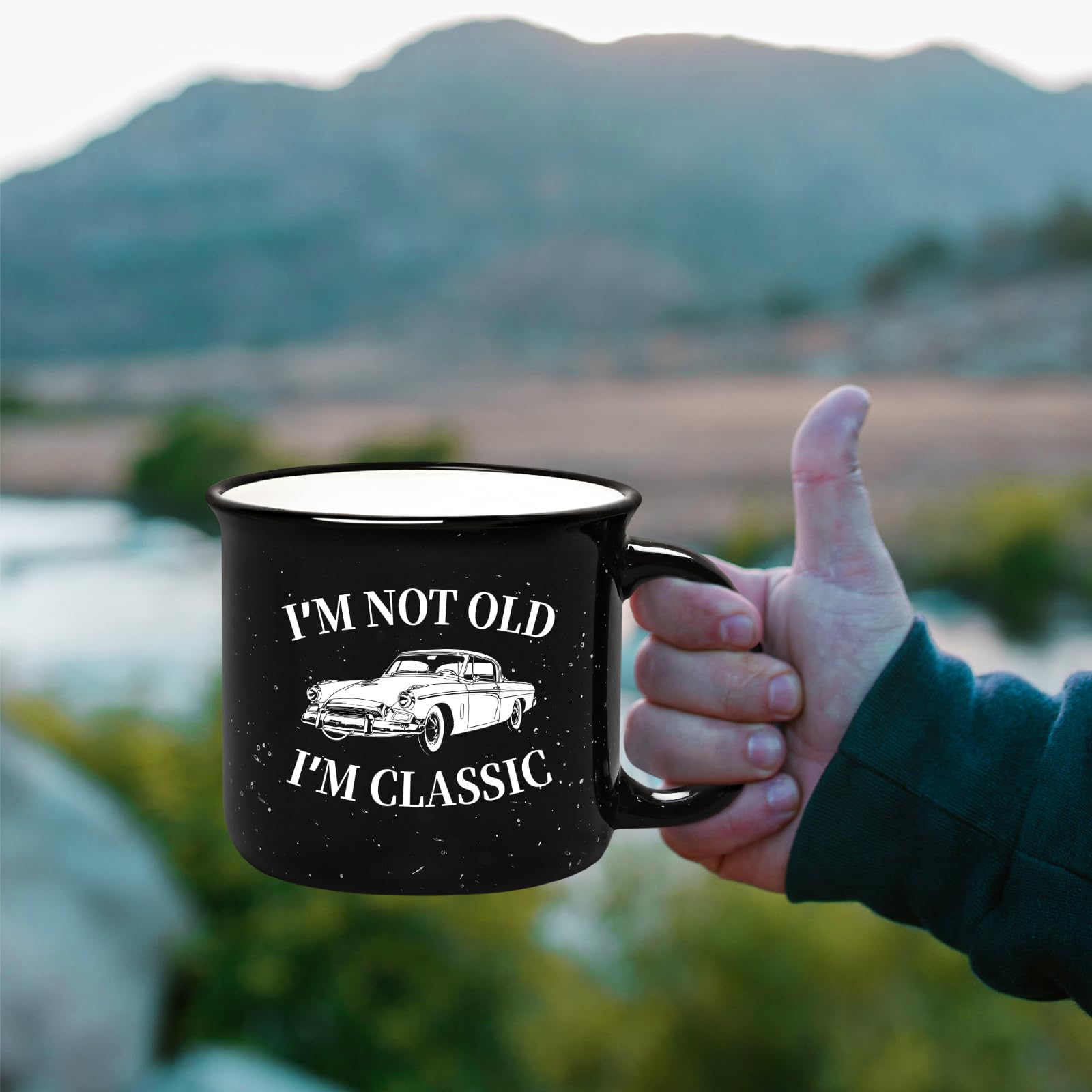 YHRJWN Grandpa Mug with ergonomic handle for comfortable daybreak coffee.