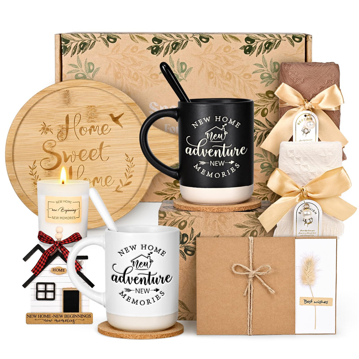YHRJWN housewarming gift box opened, a curated welcome set for celebrating a new home.