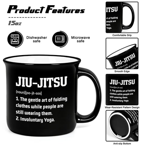 YHRJWN jiu-jitsu gift mug in dishwasher-safe ceramic for daily use.