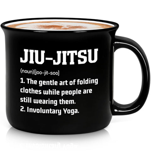 YHRJWN jiu-jitsu gift mug front view for daily coffee and gym humor.