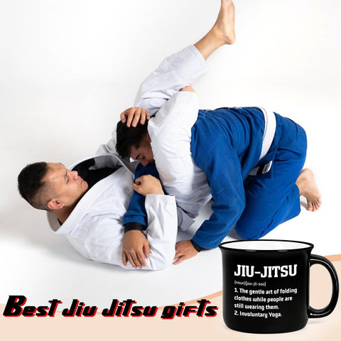 YHRJWN jiu-jitsu gift mug side view highlighting ergonomic handle.