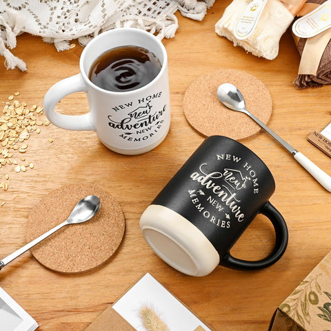 YHRJWN two mugs pair, perfect for morning coffee in a welcoming new space.