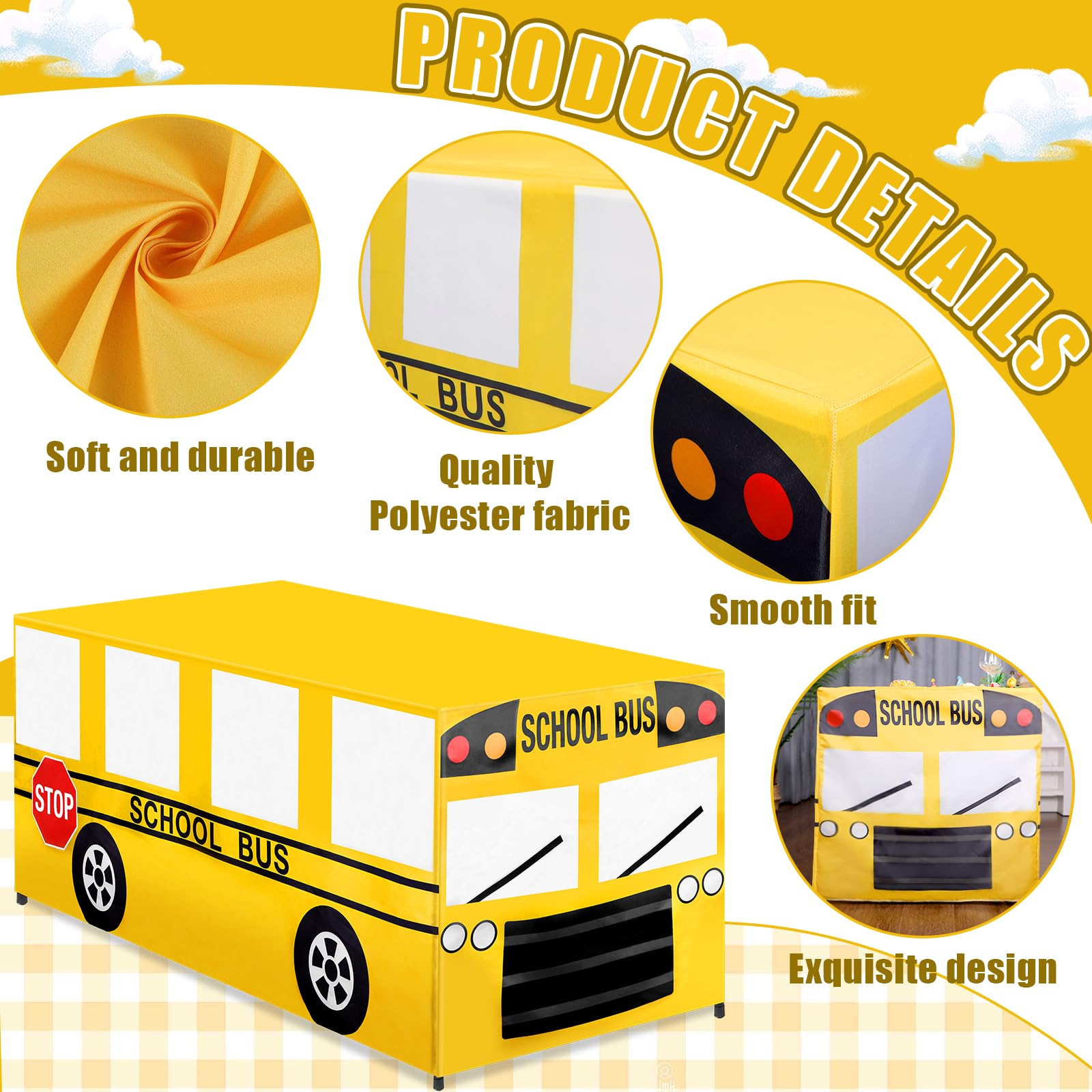 Yiaoyinnz vibrant yellow bus design for kindergarten celebrations