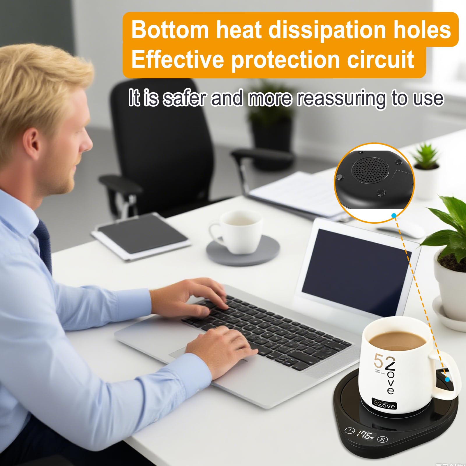 Yidirhk coffee mug warmer in use on a desk for everyday warmth
