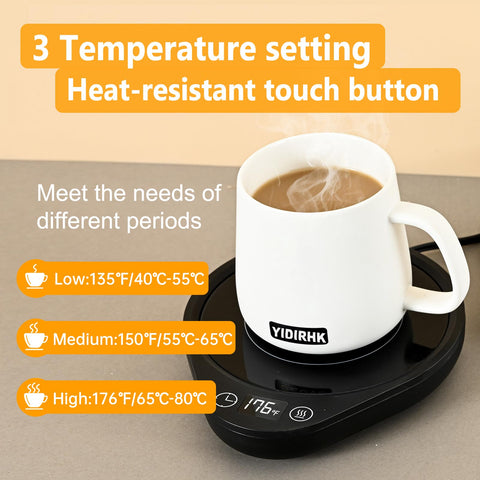 Large 5.19-inch heating surface accommodates various cup sizes