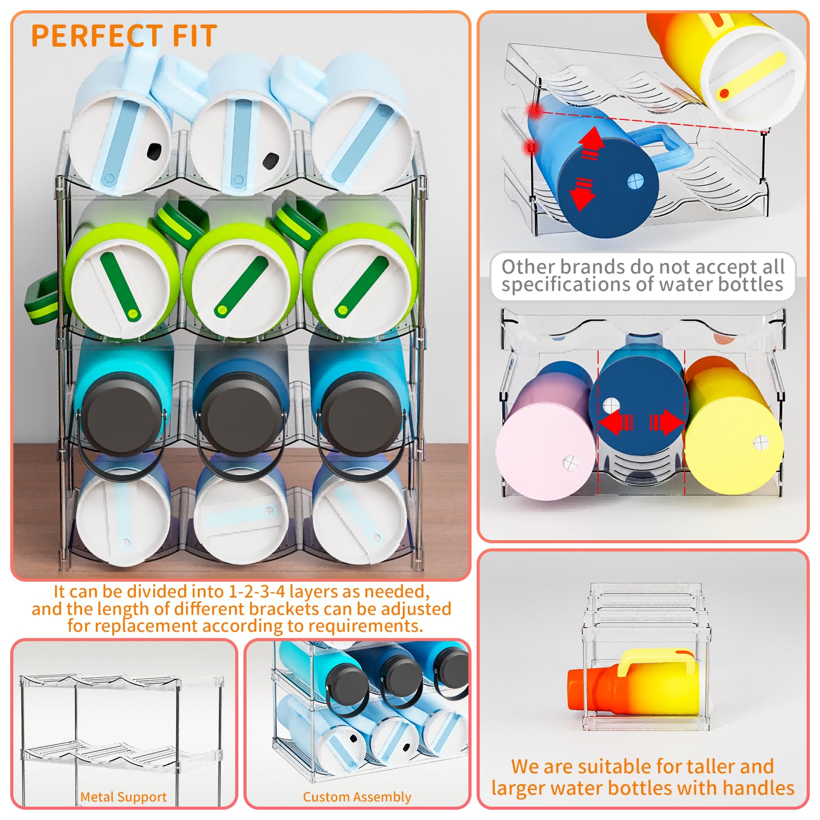 Yieach bottle organizer large capacity displayed for kitchen cabinet organization