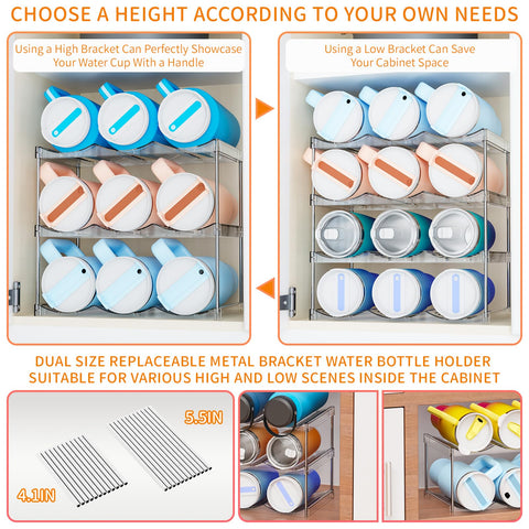 Yieach brackets 3-9 inch height setup shows flexible configuration for taller bottles