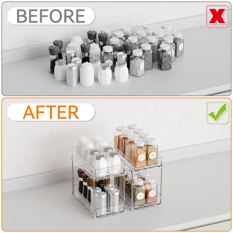 Yieach clear cosmetics and toiletries organizer helps quick access.