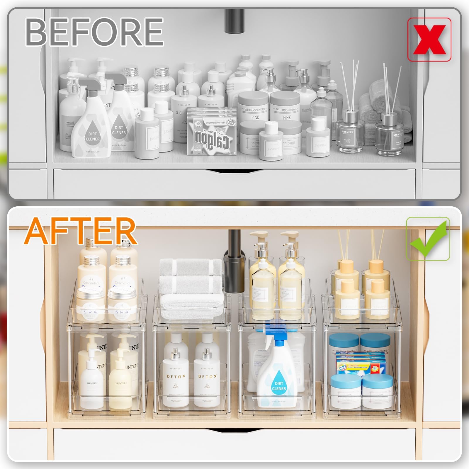 Yieach durable plastic and metal construction resists rust under sinks.