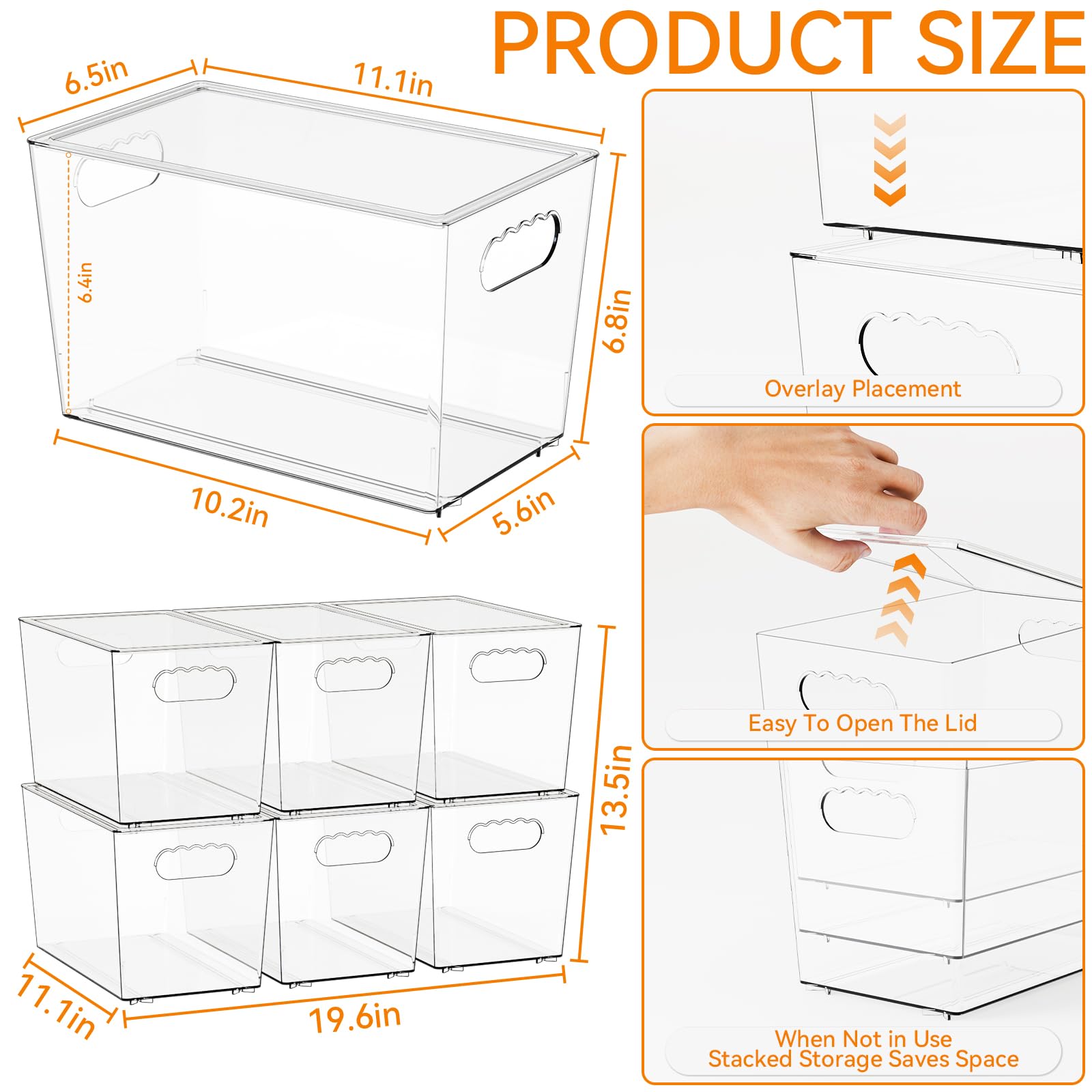 Yieach fridge bin with handle for easy access and space-efficient storage