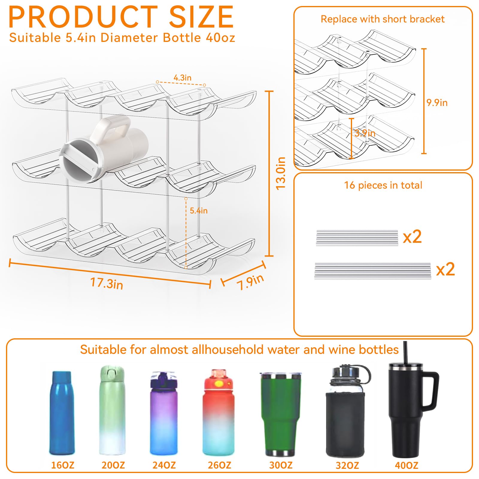 Yieach large compartment tumbler tray fits wide mouth cups securely