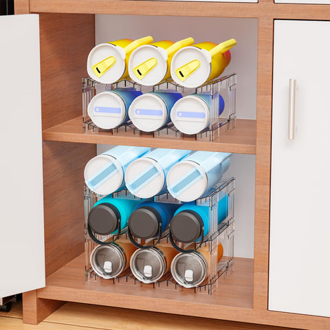 Yieach multipurpose storage keeps beverages neatly organized in cabinets