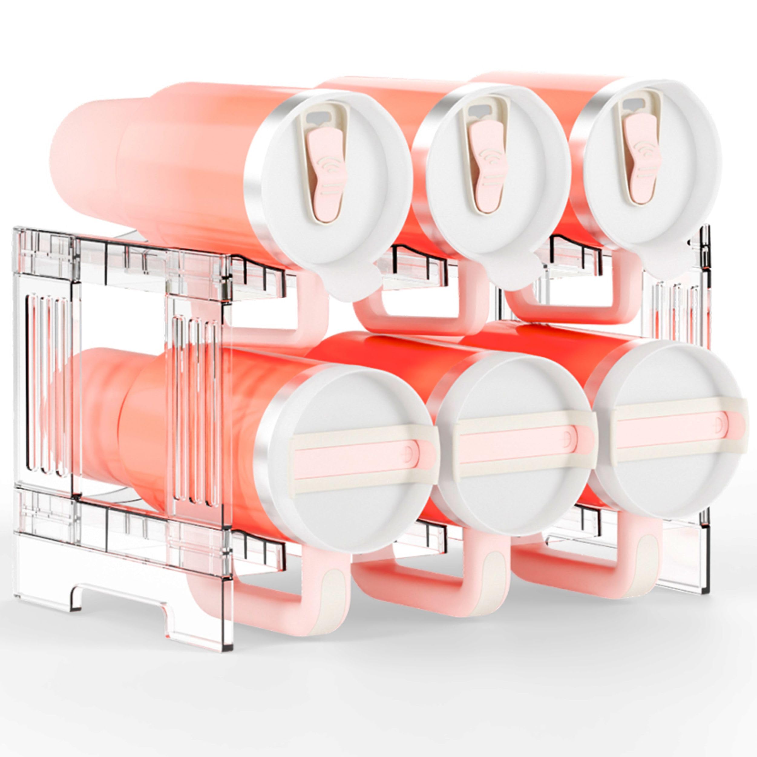 Yieach stackable cup and bottle organizer for space-saving two-tier storage
