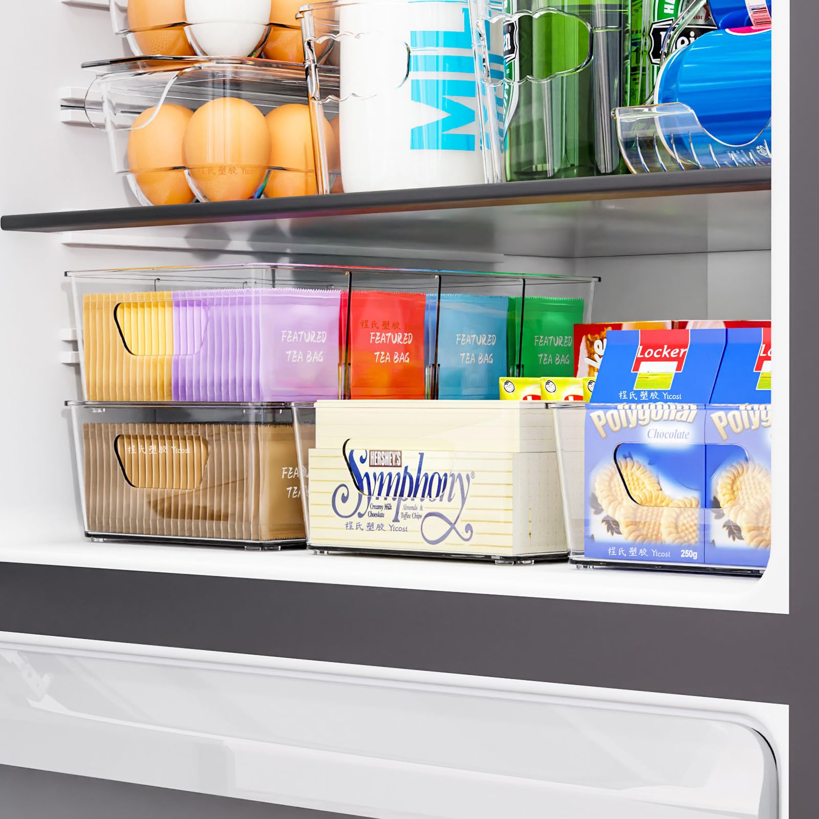 Yieach portable handles enable easy relocation across shelves.