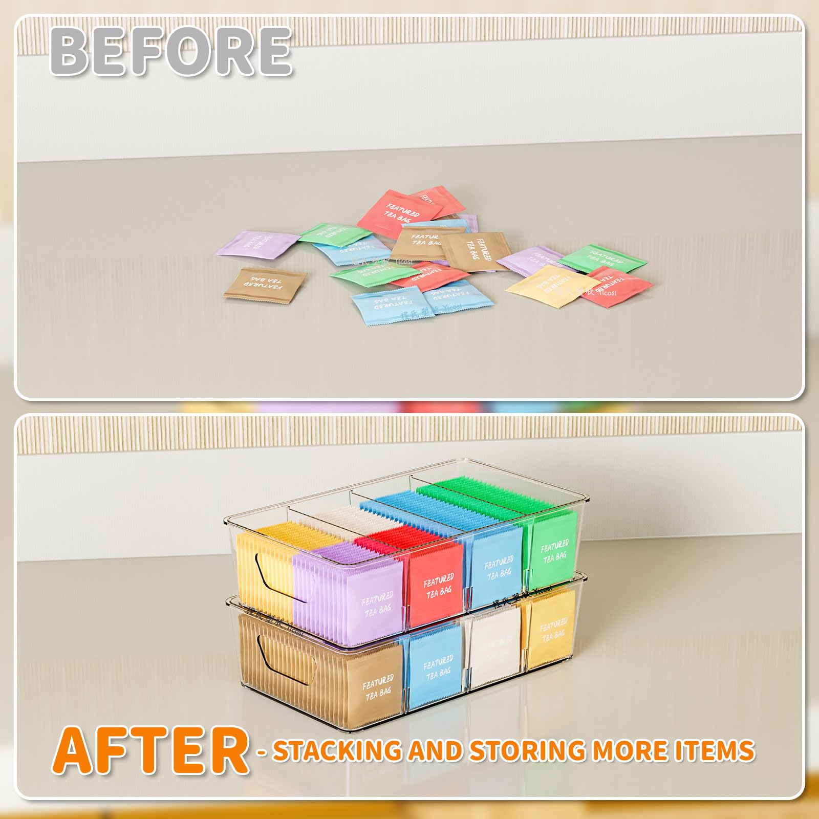 Yieach four-compartment organizer fits compact cabinets for tidy storage.