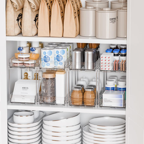 Yieach under-cabinet storage solution keeps essentials neatly arranged.