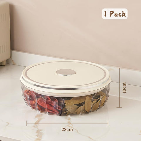 YIEZI round, transparent tray fits on countertops for easy access.