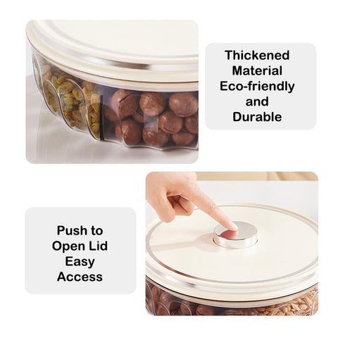 YIEZI five-compartment tray separates candy, nuts, and fruits for mess-free snacking.