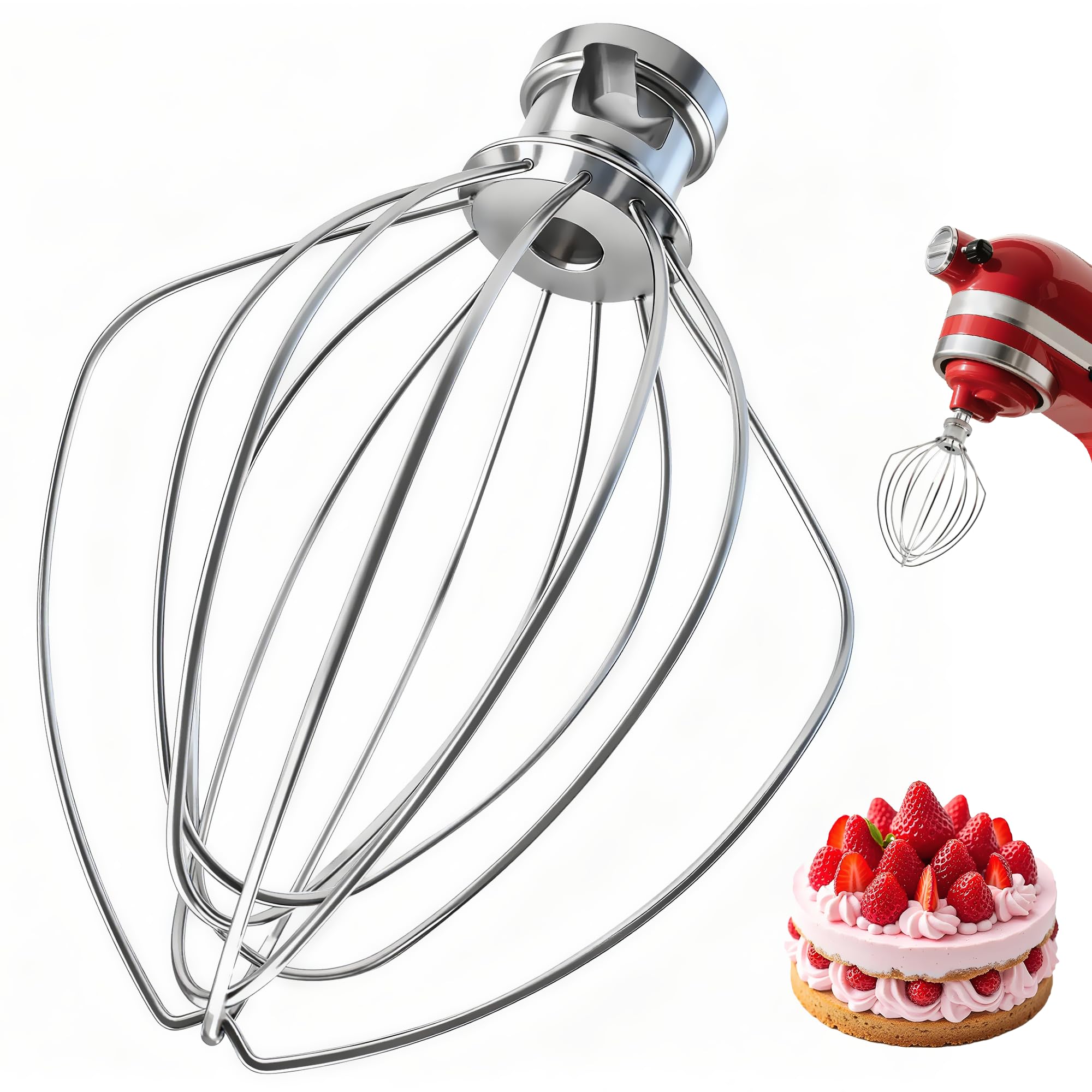 YIFOCUS 6-wire whisk attachment for KitchenAid, ideal for fluffy whipped cream.