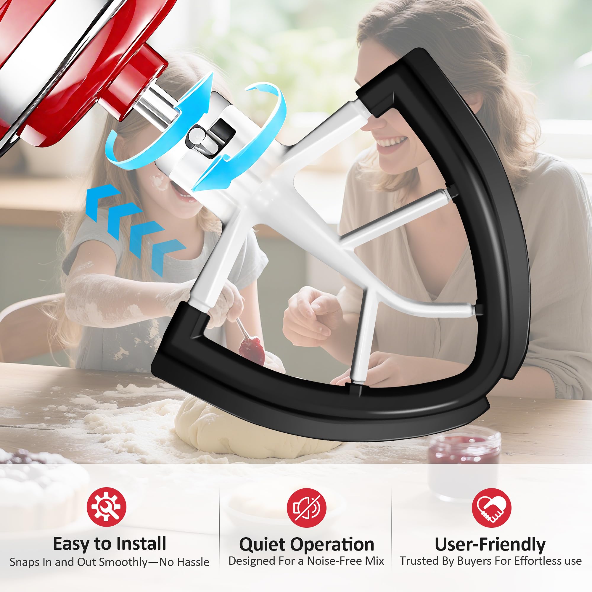 YIFOCUS Flex Edge Beater features bowl-scraper action for consistent results.