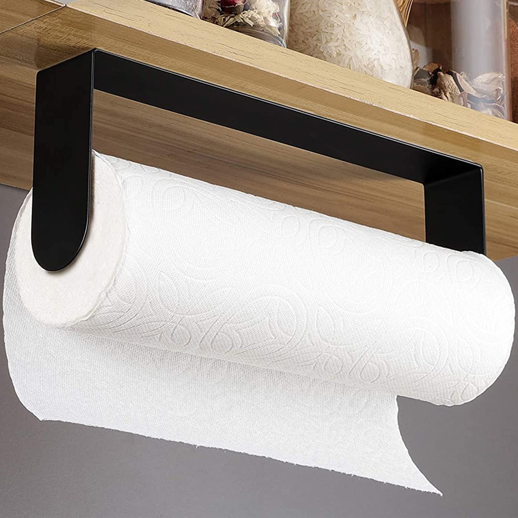 YIGII black paper towel holder wall mount; sturdy and space-saving.