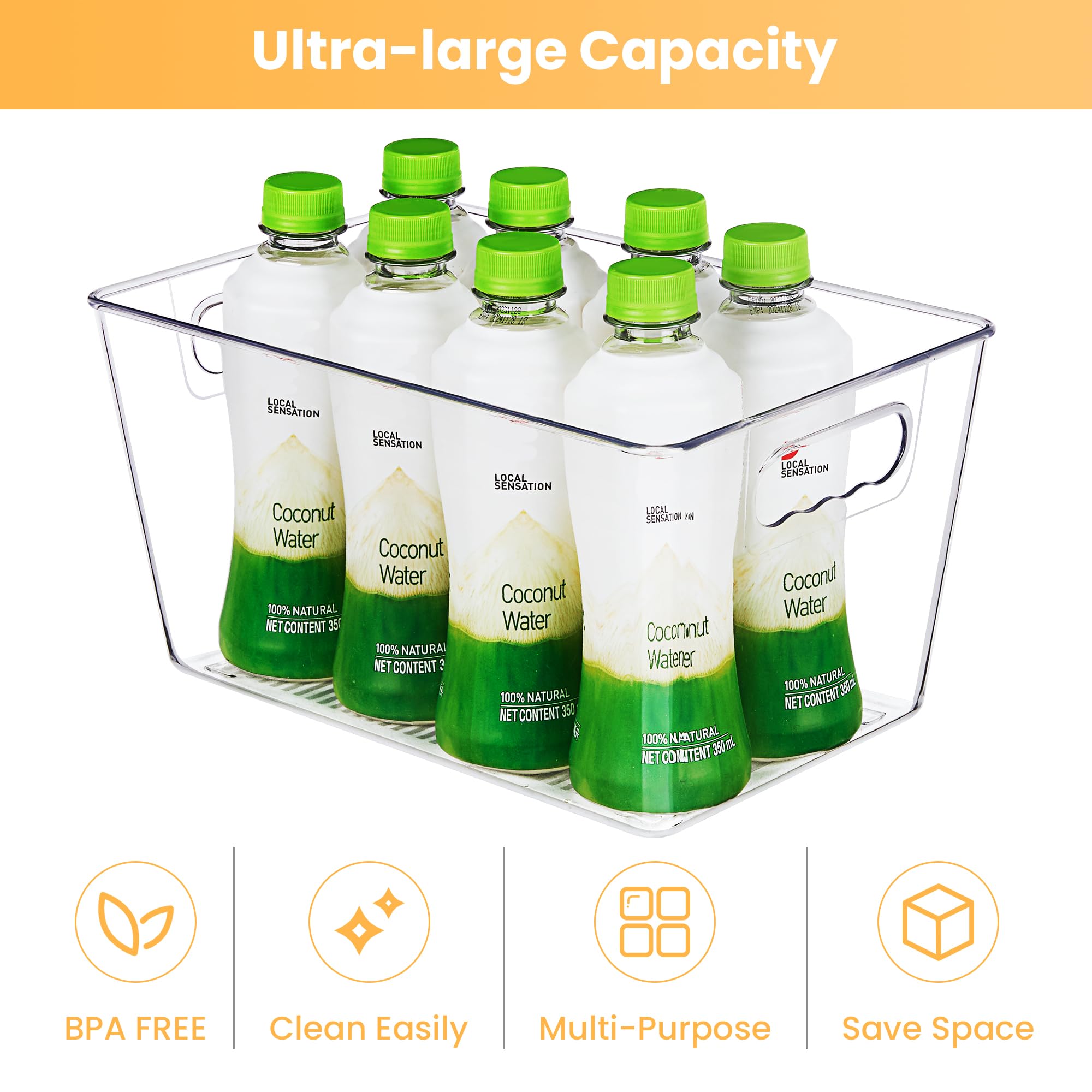 YIHONG fridge bin for beverages and condiments with clear visibility