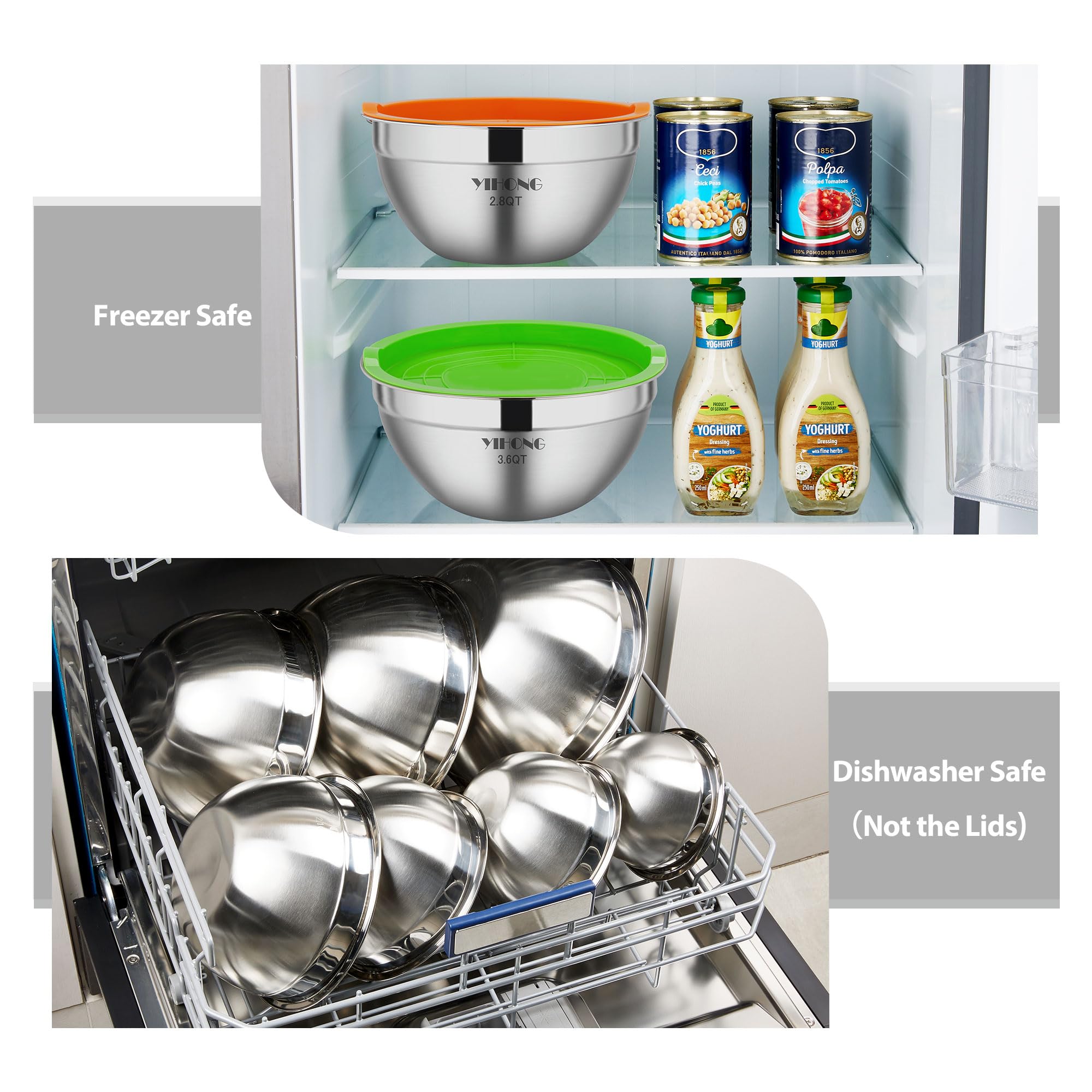YIHONG durable rustproof stainless steel bowls stand up to daily use.