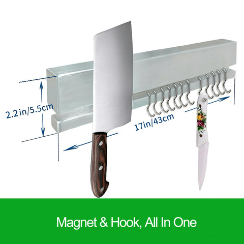 YIIYIIN no-drill installation with adhesive secures the knife strip easily.
