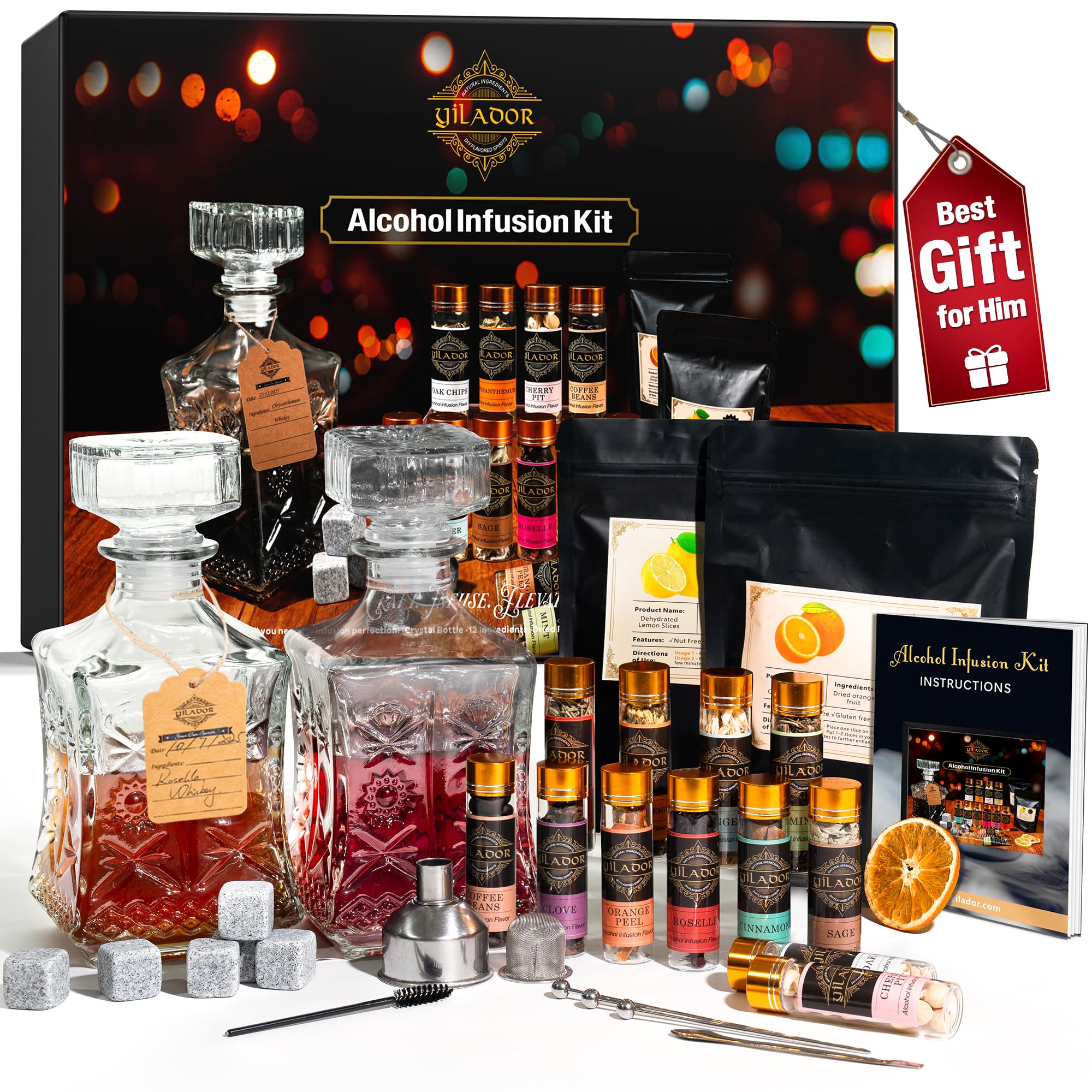 Yilador alcohol infusion kit bundle with bottles and botanicals for custom spirits