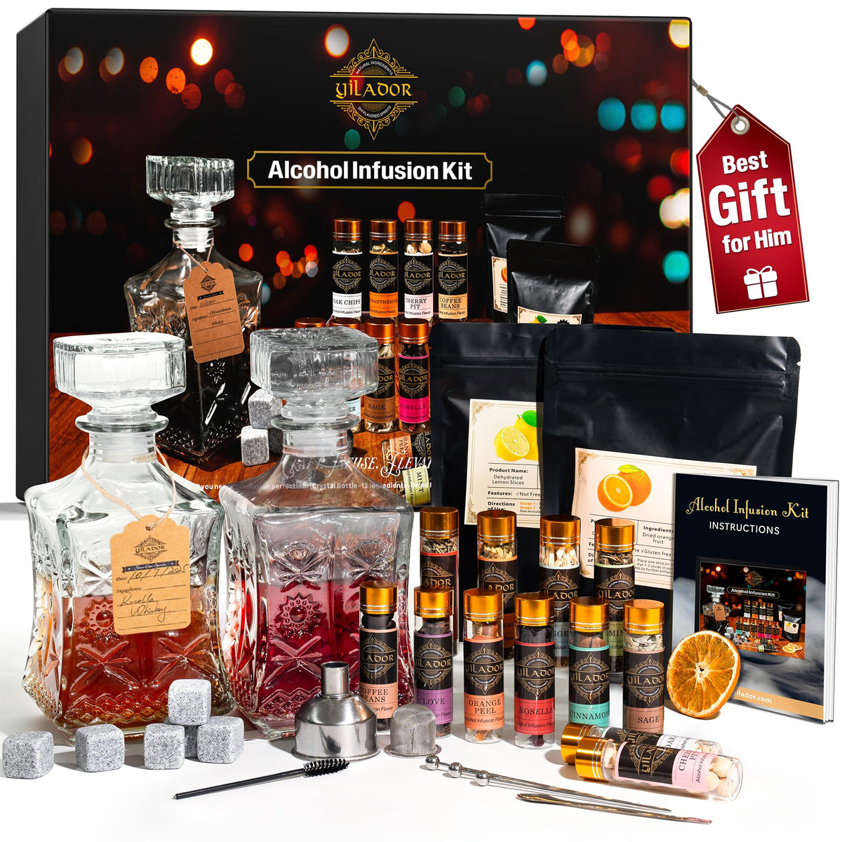 Yilador alcohol infusion kit bundle with bottles and botanicals for custom spirits