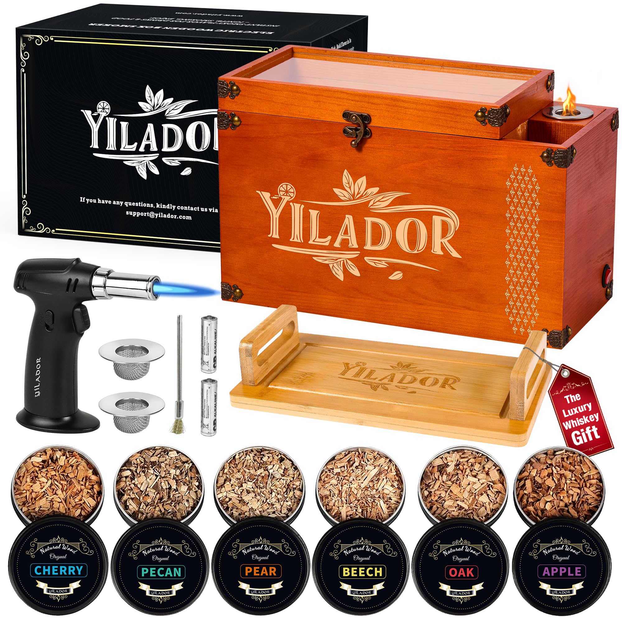 Yilador Old Fashioned Smoker Kit Box showcases premium presentation for whiskey gifting