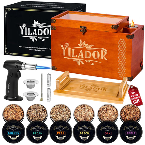 Yilador Old Fashioned Smoker Kit Box showcases premium presentation for whiskey gifting