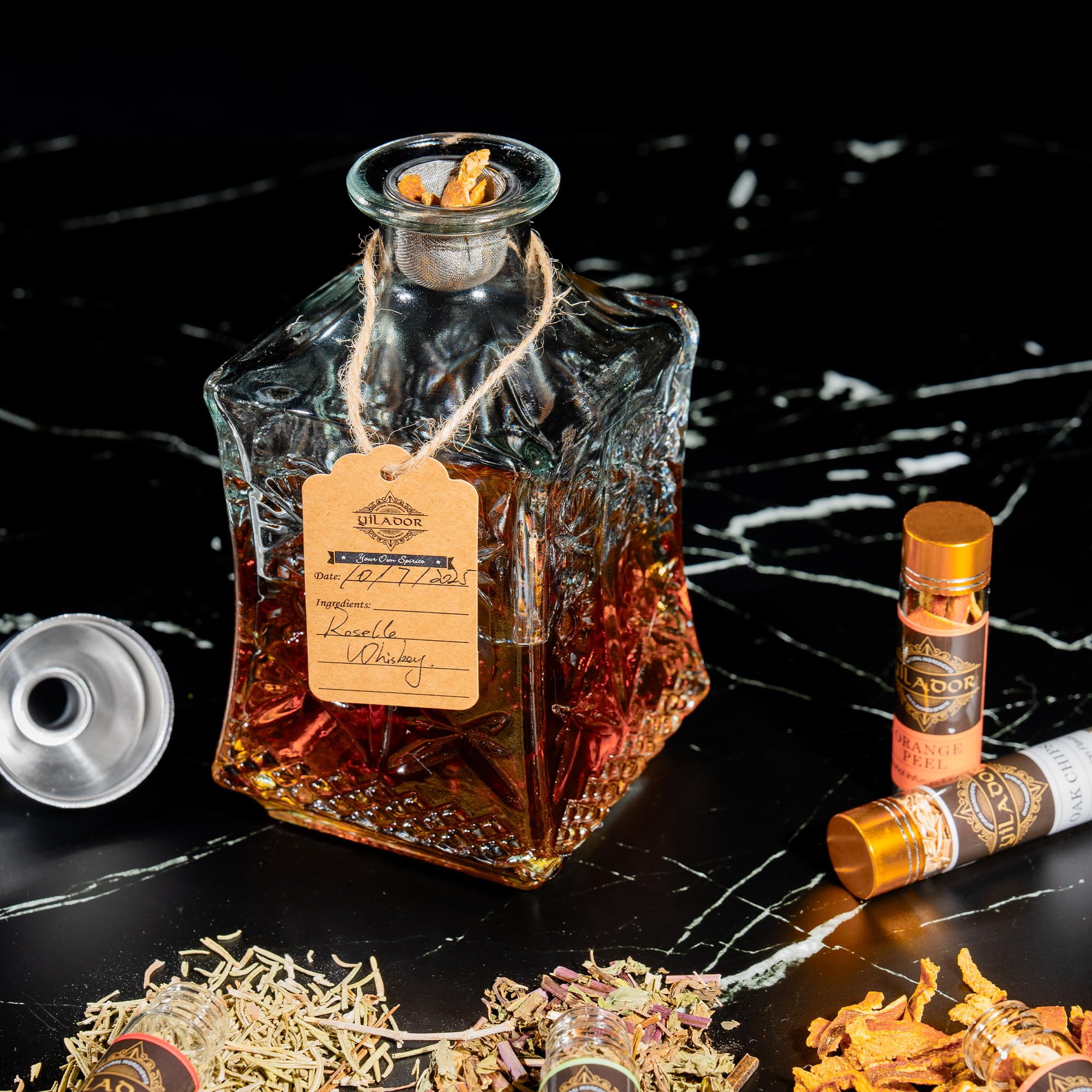 Yilador whiskey stones and glass bottles for smooth, chilled infusions
