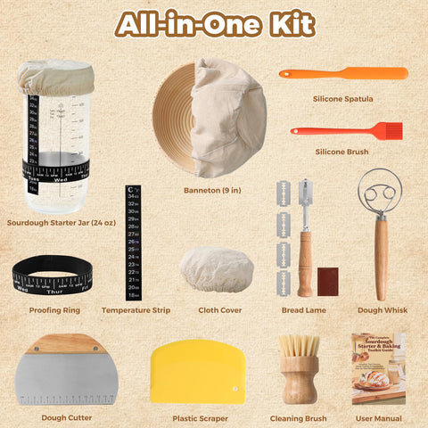 YILIHCIA sourdough starter jar kit ready to nurture your starter from first feed