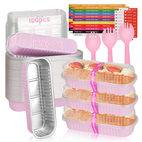 Yimerlen mini loaf pan pink with lid close-up; sturdy aluminum for oven baking
