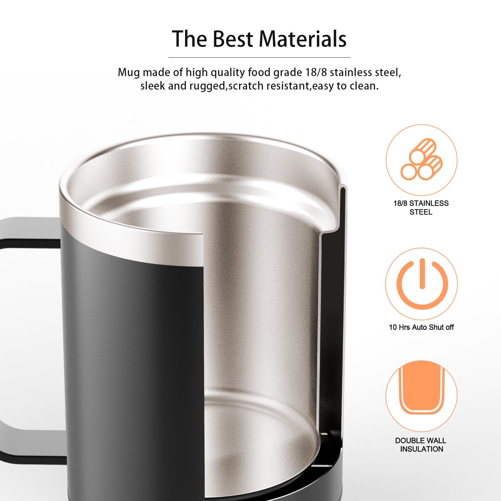 YIMUBREEZ 12oz stainless steel mug shown with lid for spill-proof use.