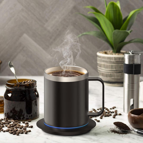 YIMUBREEZ non-slip silicone pad keeps the mug stable while heating.