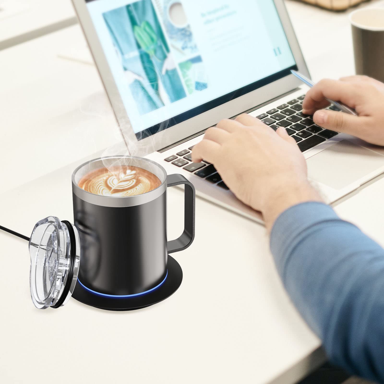 YIMUBREEZ USB cable powers the mug for convenient use.