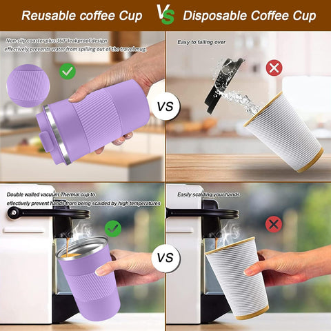 YINBAOGE 12oz coffee mug fits car cup holders for daily use.