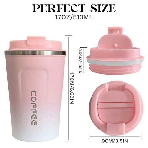 YINBAOGE 17oz cup fits car cup holders and daily commutes.