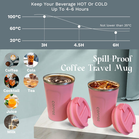 YINBAOGE 17oz pink thermal coffee cup ready for daily use