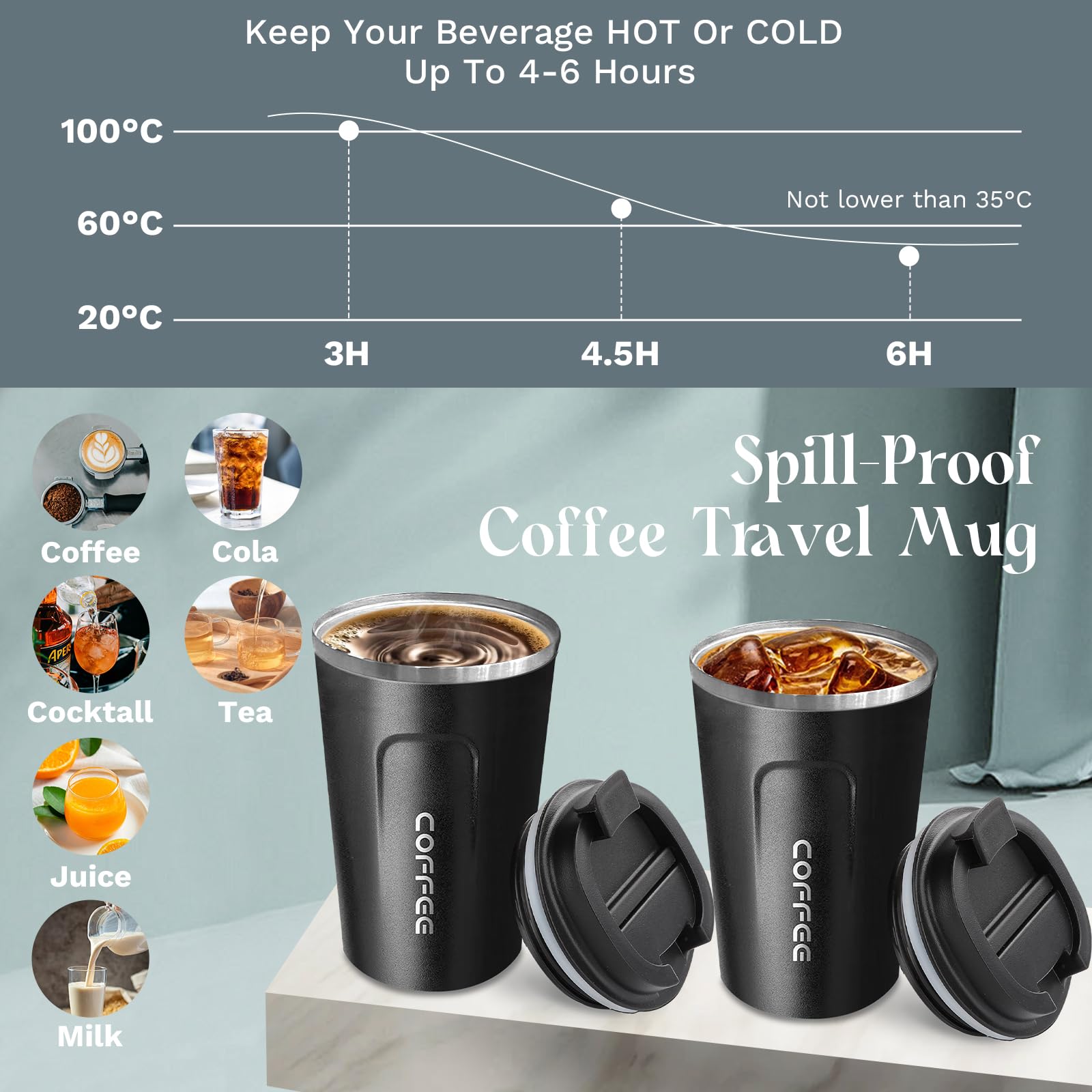 YINBAOGE 12oz mug keeps cold drinks cool on road trips
