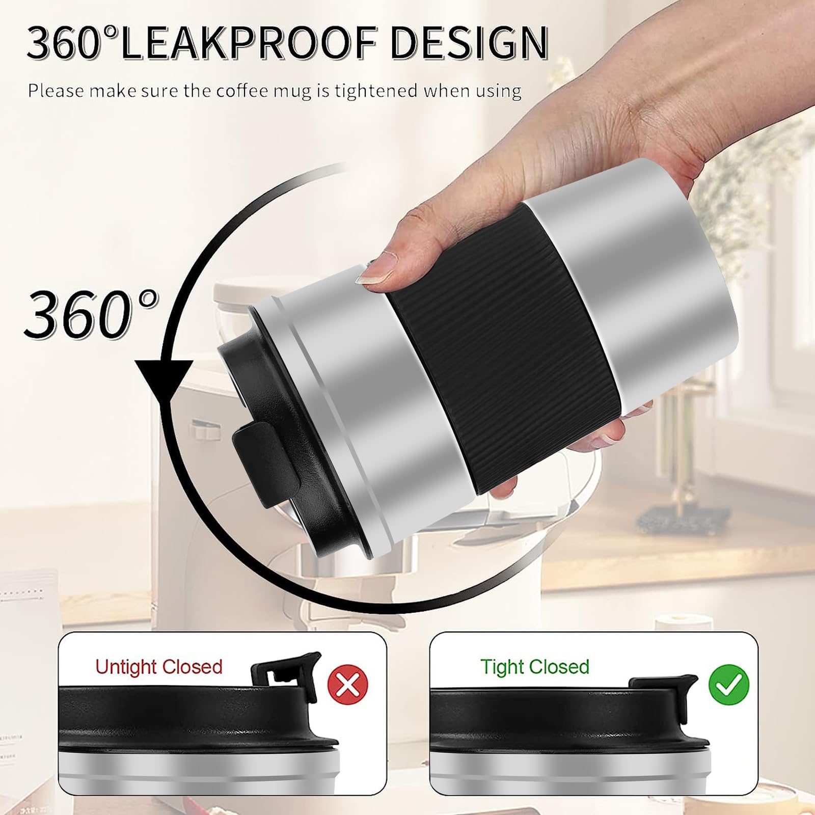 YINBAOGE 304 stainless steel inner ensures safe, odorless sipping during commutes and trips