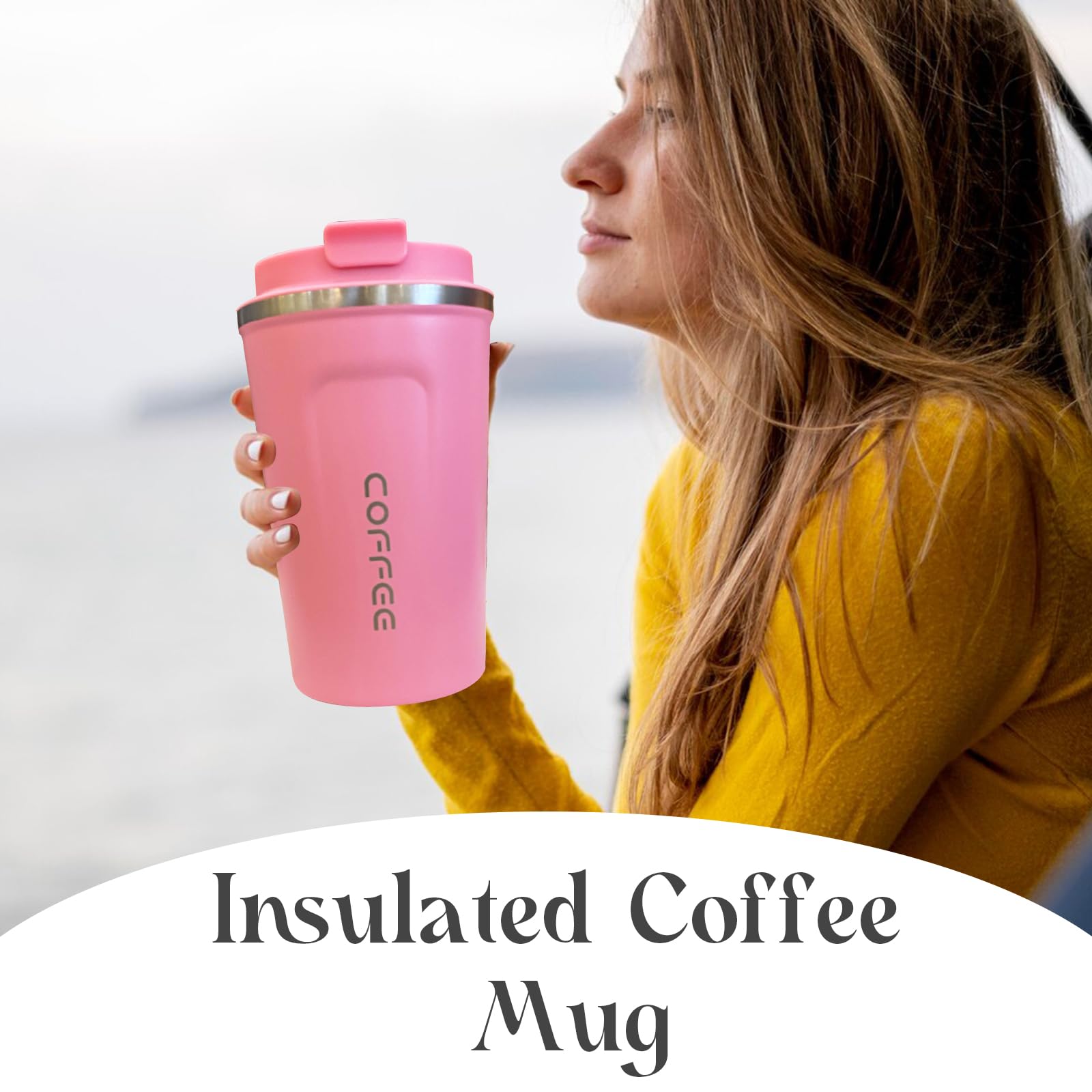 YINBAOGE pink mug fits most car cup holders during travel