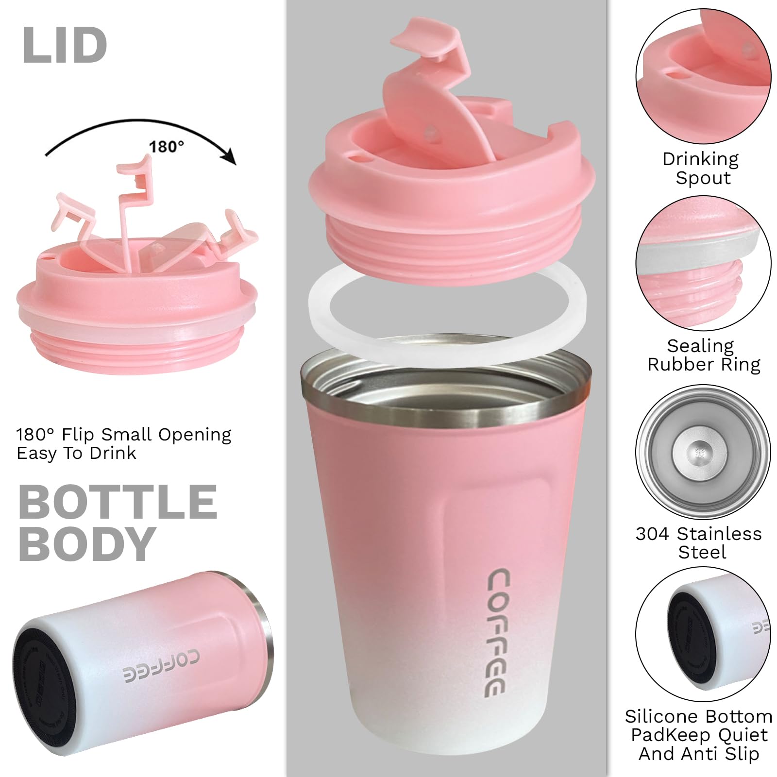 YINBAOGE double-wall insulation preserves hot or cold drinks for hours.