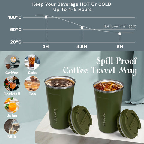 YINBAOGE double-wall vacuum insulation keeps beverages hot or cold.