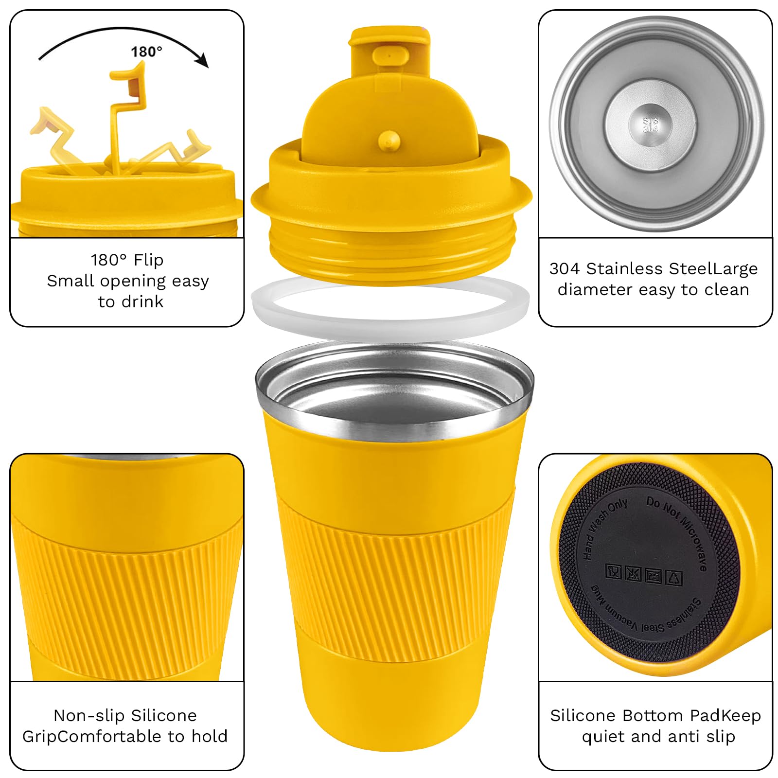 YINBAOGE insulated mug with lid-seal prevents leaks in bags on the go