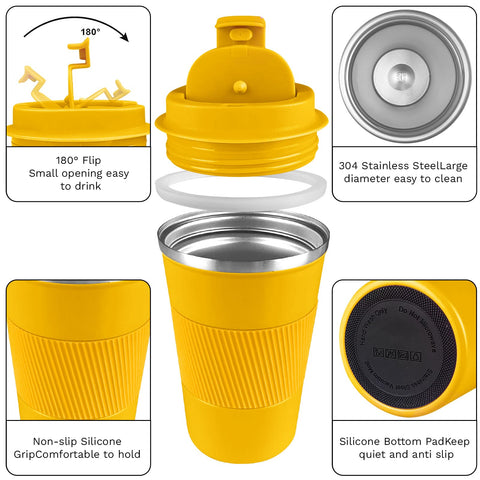 YINBAOGE insulated mug with lid-seal prevents leaks in bags on the go
